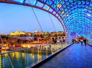 Peace Bridge and President Palace in Tbilisi, Georgia - GlobePhotos - royalty free stock images