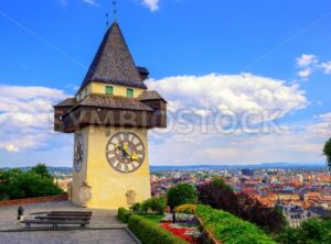 The historical Clock tower Uhrturm in Graz, Austria - GlobePhotos - royalty free stock images