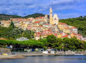 Medieval resort town Cervo on italian Riviera, Liguria, Italy - GlobePhotos - royalty free stock images