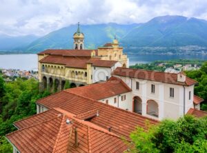 Red roofs of Madonna del Sasso Church, Locarno, Switzerland - GlobePhotos - royalty free stock images