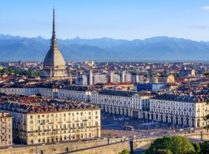 Cityscape of Turin and Alps mountains, Turin, Italy - GlobePhotos - royalty free stock images