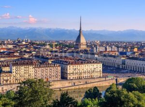 Cityscape of Turin and Alps mountains, Turin, Italy - GlobePhotos - royalty free stock images