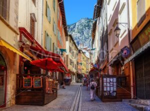 Main pedestrian street of Briancon town, Provence, France - GlobePhotos - royalty free stock images