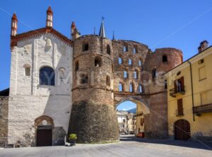The Cathedral and Savoy Gate in Susa, Susa Valley, Italy - GlobePhotos - royalty free stock images