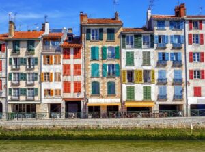 Colorful traditional facades in Bayonne, France - GlobePhotos - royalty free stock images
