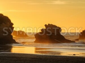 Sunset on the Grande Plage beach, Biarritz, France - GlobePhotos - royalty free stock images