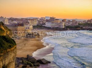 Sunset over Biarritz beaches, France, Atlantic coast - GlobePhotos - royalty free stock images