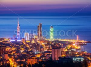 Panorama of Batumi city, Georgia, illuminated on sunset - GlobePhotos - royalty free stock images
