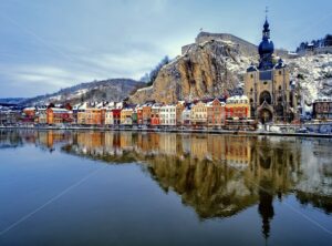 The citadel, Collegiate Church and Meuse, Dinant, Belgium - GlobePhotos - royalty free stock images