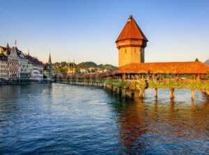 Chapel Bridge in the Old Town of Lucerne, Switzerland - GlobePhotos - royalty free stock images