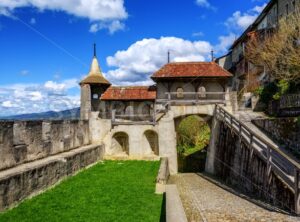 Gruyere Old Town ramparts, Switzerland - GlobePhotos - royalty free stock images
