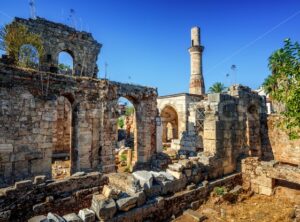 Historical Kesik Minaret Mosque in Kaleici, Antalya Old Town, Turkey - GlobePhotos - royalty free stock images