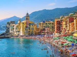 Mediterranean beach in Camogli, Liguria, Italy - GlobePhotos - royalty free stock images