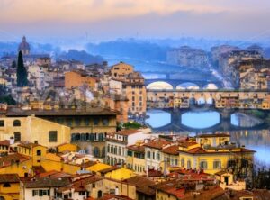 Ponte Vecchio bridge over Arno river in Old Town Florence, Italy - GlobePhotos - royalty free stock images