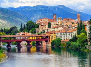 Bassano del Grappa Old Town and Ponte degli Alpini bridge, Italy - GlobePhotos - royalty free stock images
