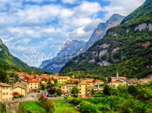 Castellavazzo town in italian Dolomites Alps, Italy - GlobePhotos - royalty free stock images
