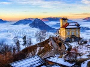 Clouds over Lake Lugano, Switzerland, in winter - GlobePhotos - royalty free stock images