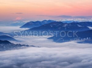 Clouds over Lake Lugano and swiss Alps, Switzerland - GlobePhotos - royalty free stock images