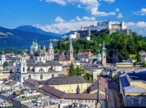 Salzburg city, Austria, Old Town and Hohensalzburg castle - GlobePhotos - royalty free stock images