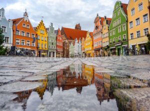 Gothic houses in the Old Town of Landshut, Bavaria, Germany - GlobePhotos - royalty free stock images