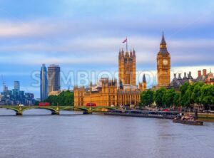 London, England, view over Thames river to Big Ben and Westminster bridge - GlobePhotos - royalty free stock images