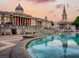 Trafalgar square, London, England, on sunrise - GlobePhotos - royalty free stock images
