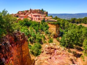 Roussillon Old Town and the ochre Red Cliffs, Provence, France - GlobePhotos - royalty free stock images