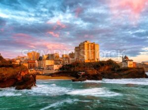 Old Port of Biarritz, France, in dramatic sunset light - GlobePhotos - royalty free stock images