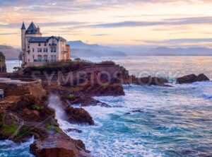 Biarritz, France, Basque coast in dramatic sunset light - GlobePhotos - royalty free stock images
