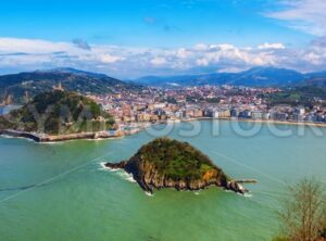 San Sebastian city, Spain, view of La Concha bay and Atlantic ocean - GlobePhotos - royalty free stock images