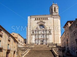 The medieval Cathedral of Saint Mary of Girona, Catalonia, Spain - GlobePhotos - royalty free stock images