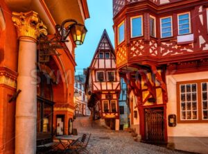 Half-timbered houses in medieval Old Town of Bernkastel, Moselle valley, Germany - GlobePhotos - royalty free stock images