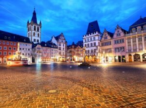 Trier, Germany, colorful gothic houses in the Old Town Main Market square - GlobePhotos - royalty free stock images