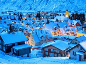 Andermatt village in the Alps mountains, snow covered in winter, Uri, Switzerland - GlobePhotos - royalty free stock images