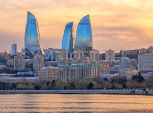 Baku, Azerbaijan, view of the city and Flower Tower skyscrapers - GlobePhotos - royalty free stock images