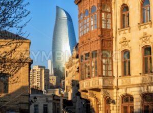 Baku Old town, Azerbaijan, with historical and modern buildings - GlobePhotos - royalty free stock images