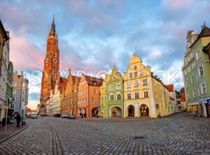 Landshut Old Town, Bavaria, Germany, traditional colorful gothic style medieval houses. - GlobePhotos - royalty free stock images