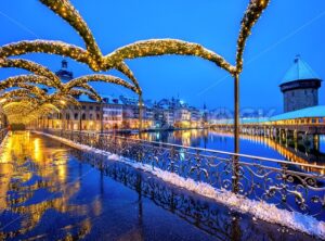Lucerne Old town, Switzerland, in Christmas illumination - GlobePhotos - royalty free stock images