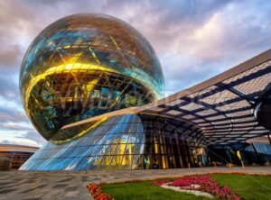 Astana, Kazakhstan, the modernist glass sphere of Nur Alem pavilion - GlobePhotos - royalty free stock images