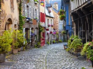 Dinan, medieval town center, Brittany, France - GlobePhotos - royalty free stock images
