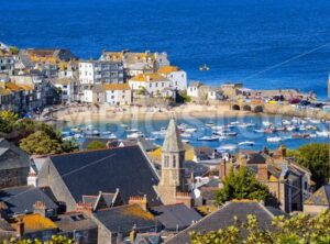 Panoramic view of St Ives Old town, Cornwall, United Kingdom - GlobePhotos - royalty free stock images