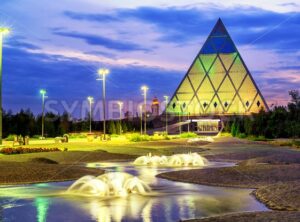 Astana, Kazakhstan, the Pyramid of Peace and Accord on sunset - GlobePhotos - royalty free stock images