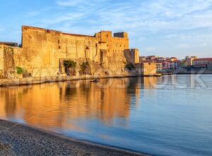 Collioure, France, Royal castle and Old town panorama
