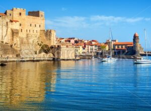 Collioure, France, the Old town with Royal castle and church