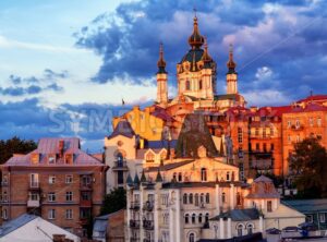 Kiev, Ukraine, St Andrew’s Church in historical city center - GlobePhotos - royalty free stock images