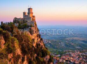 Guaita tower fortress on sunrise, San Marino - GlobePhotos - royalty free stock images