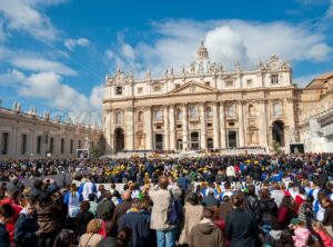 Prayers in front of St Peter’s Basilica, Vatican City, Rome - GlobePhotos - royalty free stock images