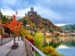 Cochem town in autumn colors, Moselle valley, Germany