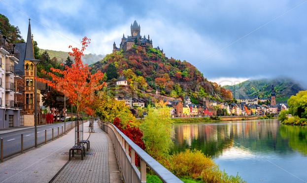 Cochem town in autumn colors, Moselle valley, Germany - GlobePhotos