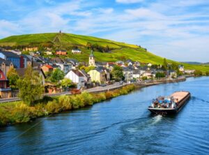 Vineyards on Moselle river in Wormeldange, Luxembourg country